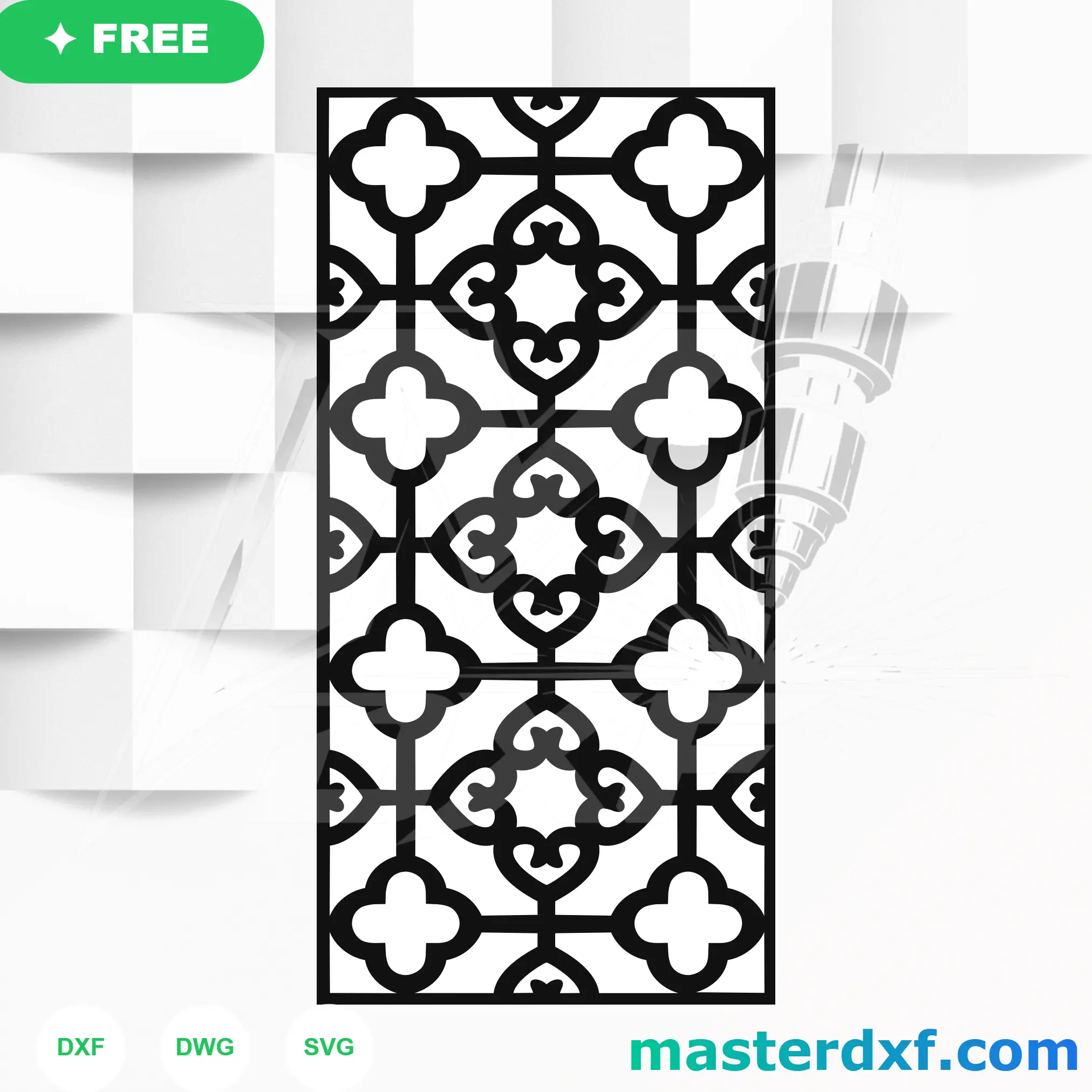 Clover Trellis DXF Screen for Decorative Door Panels DXF File